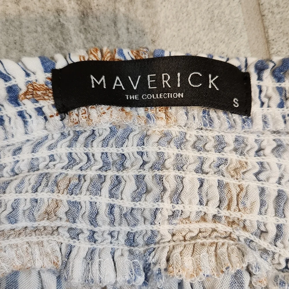 Maverick The Collection Off Shoulder Tunic Dress Ruffle Striped Floral Size S - Picture 9 of 13